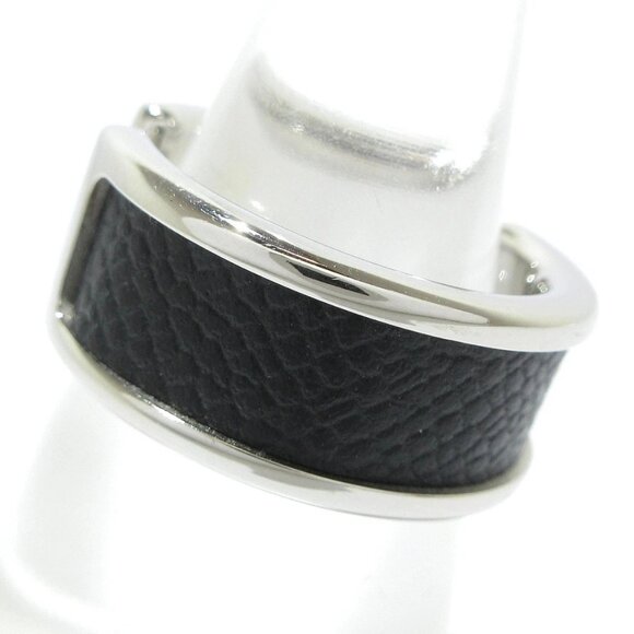 Auth HERMES Oramping PM - Silver Black Hardware Leather Ring #6 - Picture 2 of 7